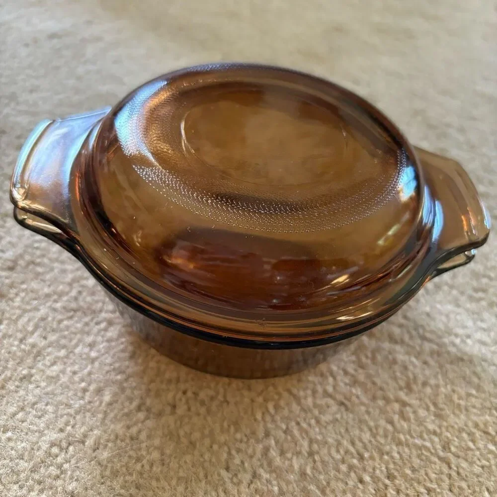 Fire King Anchor Hocking #472 Amber Glass Casserole Dish With Lid